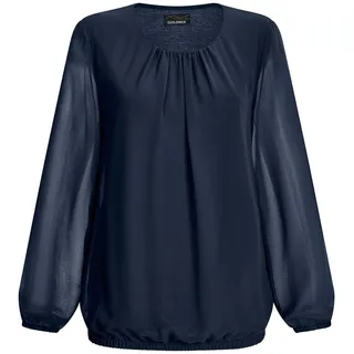 GOLDNER Klassische Bluse »Kurzgröße Elegante Bluse aus Chiffon«, blau