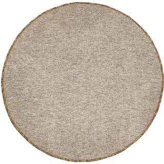 Tadi & Imperio1979 Runder Teppich für den Innen- und Außenbereich, Teppich ohne Flor, Ockerfarben, 150 cm Durchmesser, Synthetikfaser, für Wohnzimmer und Terrasse