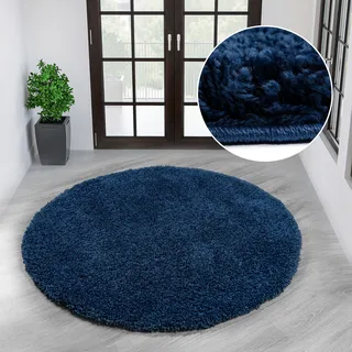 Teppich OTTO HOME "Viva rund" Gr. 9, blau, H:45mm Ø:140cm, Kunstfaser, Teppiche, Teppich, Uni-Farben, einfarbig, besonders weich und kuschelig, Wohnzimmer