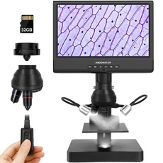 Andonstar AD249-P 10,1-Zoll-Digitales Mikroskop, Münzmikroskop für Fehlermünzen, ganze Münzen, 1000 x 3 Linsen, 1080P FHD-Videoaufzeichnung, biologisches Mikroskop-Kit für Erwachsene und Kinder