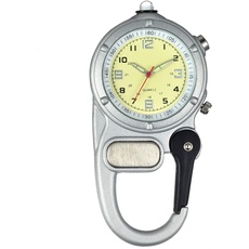 JewelryWe Taschenuhr mit Karabiner Befestigung Leuchtende Analog Quarz Uhr für Ärzte Krankenschwestern Sanitäter Silber
