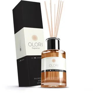 Duftöl Orange - Diffuser mit Stäbchen - Raumduft mit ätherischen Ölen fruchtig, spritzig, süß, mediterran - 100% Natürlich Lufterfrischer für Wohnung - Duftstäbe extra langanhaltend (Duftglas 200ml)