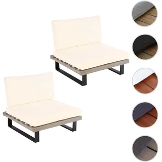 2er-Set Lounge-Sessel HWC-H54, Garten-Sessel, Spun Poly Akazie Holz FSC-zertifiziert Alu ~ grau, Pol