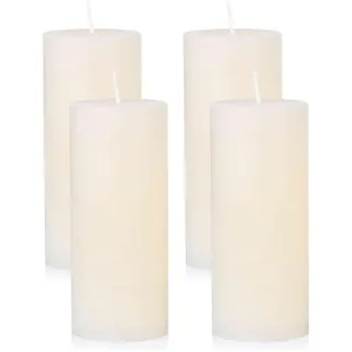 NKlaus Rustikale Adventskerzen Creme 4er Set Ø 6x14 cm – Stumpenkerzen aus Wachs für Weihnachtsdeko, Adventskranz & Tischdekoration, lange Brenndauer & edles Design