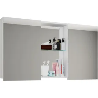 VCM Breiter Spiegelschrank 112 cm weiß