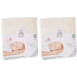 roba Spannbettlaken Safe Asleep 40 x 90-45 x 90 - Baby Bettlaken für Stubenwagen und Wiegen - Bio Baumwolle - GOTS und Oeko-Tex Standard 100 - Canadien White (Packung mit 2)