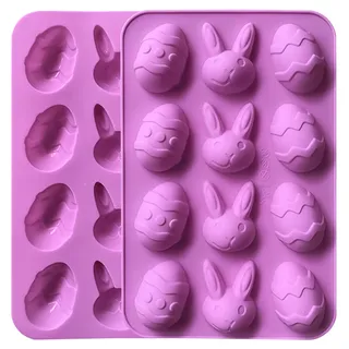 YXHZVON 2PCS Ostereier Backform Silikon, Silikon Schokoladeneier Osterhase, Ostereier Backform Kuchenform für Machen Schokolade, Kuchen, Kekse