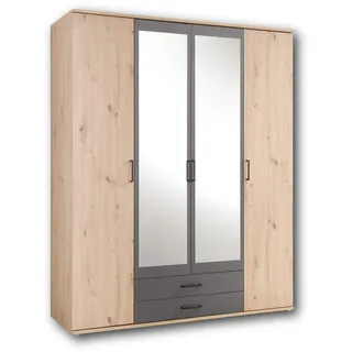 Pol-Power Drehtürenschrank 159 x 196 x 53,5 cm anthrazit/eiche