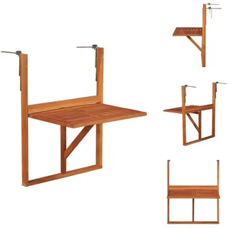 vidaXL Hängender Balkontisch 64,5x44x80 cm Massivholz Akazie - Gartentische - Braun