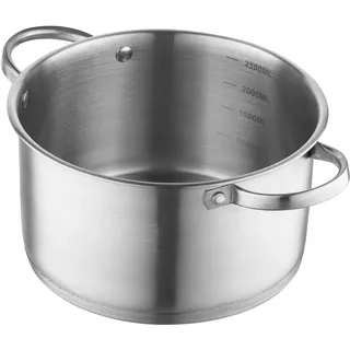 FLORINA Topf aus Edelstahl (3,1 l) 20 cm I Kochtopf mit Glasdeckel I Mit Messbecher und genieteten Griff I 3-Schicht-Boden I Edelstahl 18/0 I Ideal für Induktionsherd, Gasherd und Elektroherd