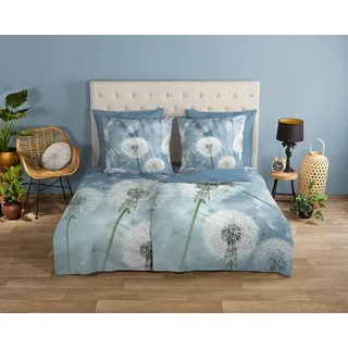 Good Morning Wishfull Blumen Blau 155 x 220 cm + 80 x 80 cm