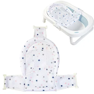 Syiyunran Rutschfeste T-Bad für Babys – Weiß, 1 Stück, Netz-Mattennetz, Halterung für Neugeborene mit verstellbaren Gurten, bequemer Badesitz, rutschfest, für 0-12 Monate