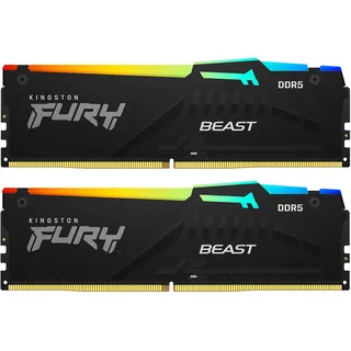 Kingston FURY Beast RGB (2 x 16GB, 6000 MHz, DDR5-RAM, DIMM), RAM, Schwarz