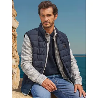 Steppweste LERROS "Steppweste aus Baumwolle und Leinen, gefüttert", Herren, Gr. XXL, blau night, 74% Baumwolle, 26% Lyocell, Westen Steppweste