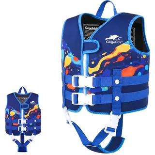 Gogokids Schwimmweste für Kleinkinder für 1–5 Jahre 15-30kg, Kinder Schwimmjacke mit Doppelt Verstellbarer Strapze, Schwimmhilfe für Baby, Mädchen Jung verstellbare Pool-Weste für Pool & Strand