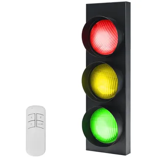 VOMI Kinderzimmer LED Wandleuchte Ampel mit Fernbedienung, Schlafzimmer Wandlampe Einstellbar Rot Gelb Grün Lampe Verkehrsschilder Kinder Jungen Mädchen Zimmer Deko Wandbeleuchtung Schwarz, 5W*3