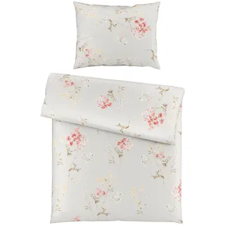 Fleuresse Bettwäsche , Creme, Honig, Bordeaux, Dunkelrosa, Beige , Textil , Blume , 140x200 cm , Heimtextilien, Bettwäsche & Leintücher, Bettwäsche, Satin-Bettwäsche