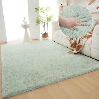 Hochflor-Teppich OTTO HOME "Microfaser Teppich Magong, besonders weich, sehr feiner Flor" Gr. 6, grün (pastellgrün), B:200cm H:30mm L:300cm, Kunstfaser, Teppiche, Hochflor-Teppich, uni, Wohnzimmer, Schlafzimmer, Kinderzimmer, auch rund und als Läufer