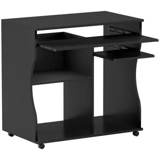 Homcom Computertisch mit Rollen, Schwarz 80 x 48 x 75 cm - Schwarz