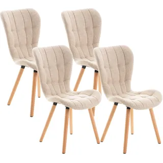 CLP 4er Set Esszimmerstühle Elda Stoffbezug gepolstert mit Rückenlehnen bis 150 kg creme - Beige