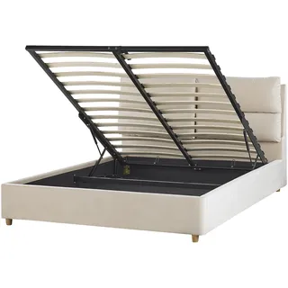 Beliani Polsterbett 140/200cm Helles Beige Batilly - Textil , 140x200 cm , Schlafzimmer, Betten, Polsterbetten