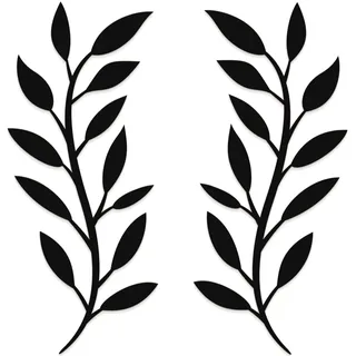 Vivegate Metall-Wanddekoration mit Olivenzweigen, 40,6 x 40,6 cm, 2 schwarze Schmiedeeisen, Rankenkunst, Metall-Wandschild zum Aufhängen über der Tür, Wanddekoration
