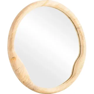 Spiegel Barani 50cm runder Badspiegel Mangoholzrahmen kleiner Spiegel Landhaus - Braun