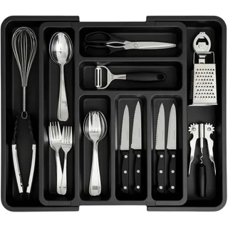 edihome Besteckkasten für Schublade 6 bis 8 Fächer 1-tlg. schwarz