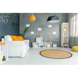 carpetfine Sisalteppich »Sisal« rund 5 mm Höhe mit farbiger Bordüre, Anti-Rutsch Rückseite, braun