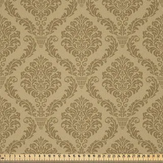 ABAKUHAUS Damast Satin Stoff als Meterware, Nahöstliche Kultur inspiriert symmetrische Formen Blumenarrangement weichen Farben drucken, 10 M (148 x 1000 cm), Khaki - Grün