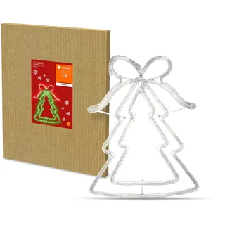 Ledvance Christmas LED Weihnachtsbaum, Dekorative Weihnachtsbeleuchtung für Innen und Außen, als Fenstersilhouette oder Gartenbeleuchtung, Warmweiß (3000K), Schutzklasse IP65, 470mm x 640mm x 13mm