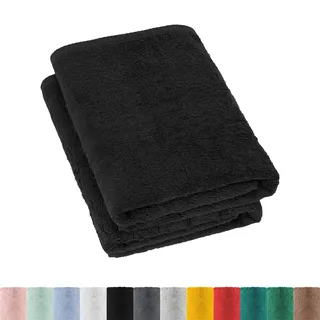 BaSaTex 2er Pack Frottier Duschtücher Set 70x140 cm 100% Baumwolle, 2X Duschtuch Schwarz