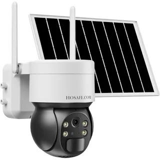Überwachungskamera Aussen Solar Akku WLAN Kabellos, 360 Grad Kamera Überwachung Außen mit Solarpanel, Bunte 2K-HD-Nachtsicht, 2-Wege-Audio, Wasserdicht, PIR-Bewegungserkennung, Cloud-Speicher
