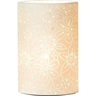 Gilde Porzell Lampe Prickel Blume E14, 40W - Weiß