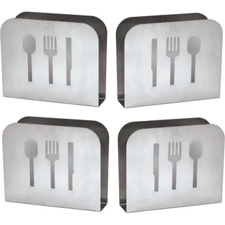 4er Set - Serviettenhalter aus Edelstahl | Serviettenablage für Tisch, Küche, Bar, Gastronomie | Serviettenständer, langlebig | Serviettenspender Stehend - Serviettenbox für Restaurants & Bistros