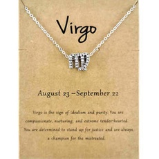 Halskette mit Sternzeichen Anhänger Silber Glitzer Astrologie Schmuck Set Yara - Jungfrau