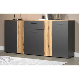 trendteam Kommode grau Eiche Anrichte mit Staboptik Wohnzimmer Esszimmer Esteban - 181 cm X 86 cm