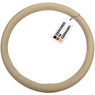 HEYNER® Lenkradhülle beige Auto 37-39 cm elegant Lenkradschoner beiges weiches Leder Universal griffsicher rutschfest bequem universal