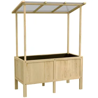 Oxeza Hochbeet 110/60/140 cm Natürliche Holzfarbe mit Vliesstoff und Deckel , Naturfarben , Metall , Mode , 60x152x110 cm , Gartenzubehör, Hochbeete