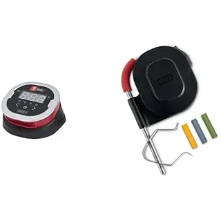 Weber 7221 iGrill 2 Bluetooth Grill-Thermometer, 3.2 x 10.8 x 5.0 cm & 7212 Messfühler für Grillkammer, schwarz
