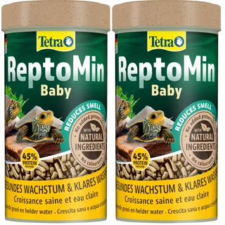Tetra ReptoMin Baby Schildkröten-Futter - Futtersticks speziell für sehr Junge Wasserschildkröten, 250 ml Dose (Packung mit 2)