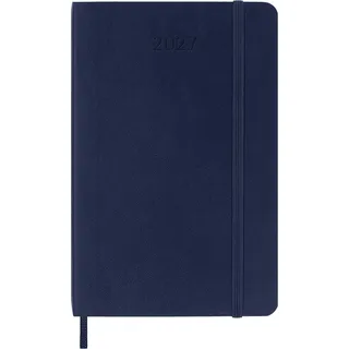Moleskine Tageskalender 2027, 12-Monats-Planer mit Softcover, Elastischer Verschluss, Pocket Format 9x14 Cm, Saphirblau
