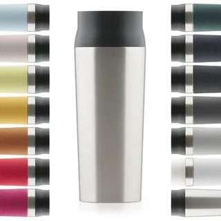 Blumtal Thermobecher 350 ml - Kaffeebecher to go aus Edelstahl - auslaufsicherer Isolierbecher kalt/heiß - Mug mit 360° Trinköffnung - Thermosbecher mit Quick-Press-Verschluss - Coffee Mug - Silber