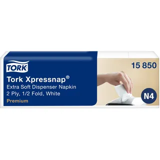 TORK 15850 Xpressnap Extra Soft Spenderserviette unbedruckt / Weiße Papierserviette für Serviettenspender N4 / 8x1000 Stück