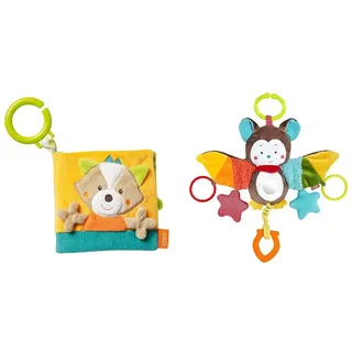 Fehn Fühlbuch Fuchs - Buggybuch aus Stoff mit Waldtier Motiven & Activity-Spieltier Fledermaus – Baby Motorikspielzeug für Kinderwagen