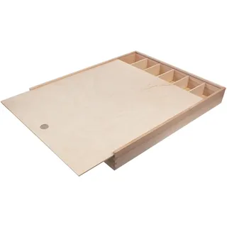 LYRA L9671441 Holzschiebebox (leer) mit Platz für 12 x 12 Stifte, Pinsel, Bleistifte etc. Stiftebox Aufbewahrungsbox Pinselbox Stifteköcher