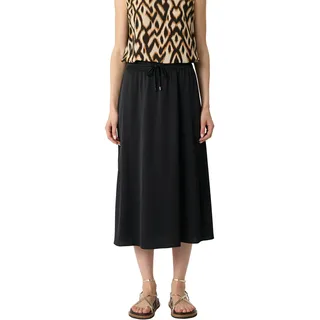 Comma A-Linien-Rock mit elatstischem Bund und Kordelzug, schwarz