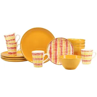 Creatable Kombiservice , Gelb, Orange, Rot , Keramik , 16-teilig , 300 ml , Geschirr, Geschirrsets, Kombiservice