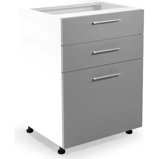 Halmar Küchenunterschrank Vento D3S H-60/82 - weiß / hellgrau glänzend - Grau