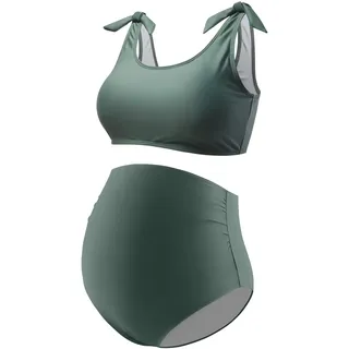 GINKANA Umstands-Bikini-Set, zweiteilig, Schwangerschafts-Badeanzug, Binde-Schultergurte, hohe Taille, Bademode, Schwangerschafts-Badeanzüge